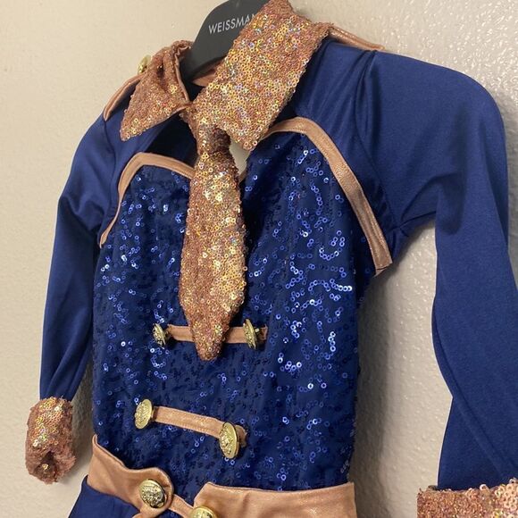Weissman dance costume blue sequin Boogie Woogie Bugle Boy 10772 Child IC 7/8 - Picture 4 of 9